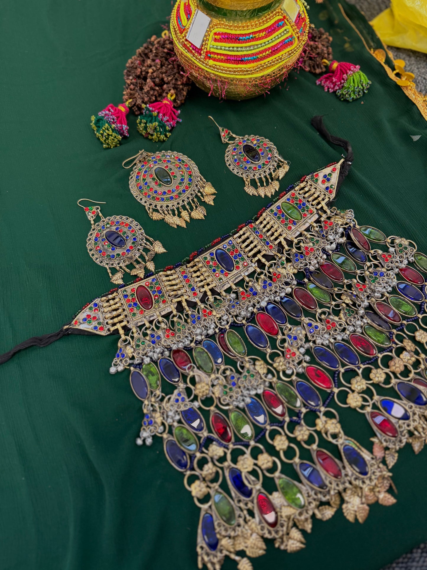 X-large jewelry set - Multicolor oval leaf