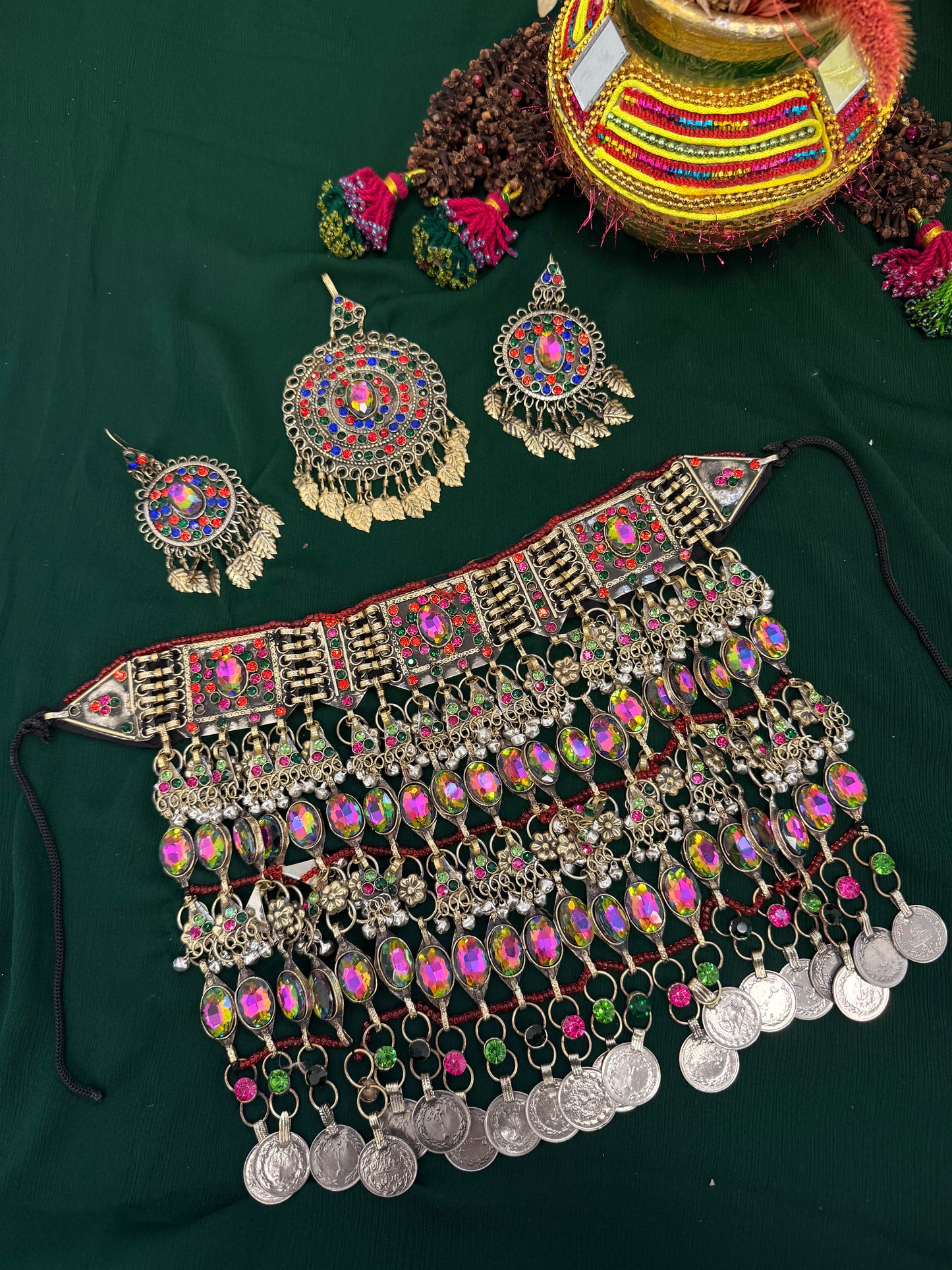 Large jewelry set - Rainbow ovals