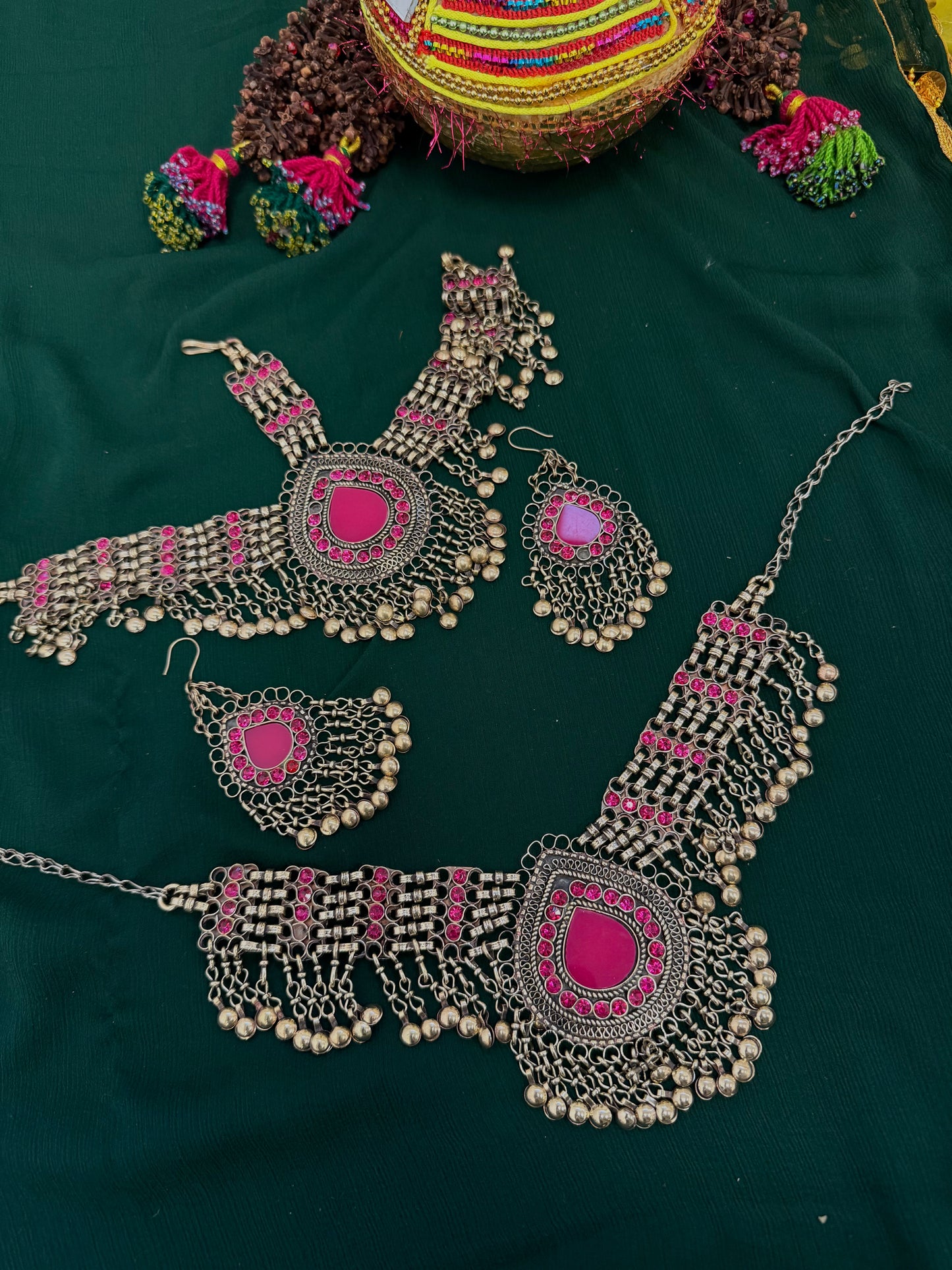 Small jewelry set - Pink teardrop